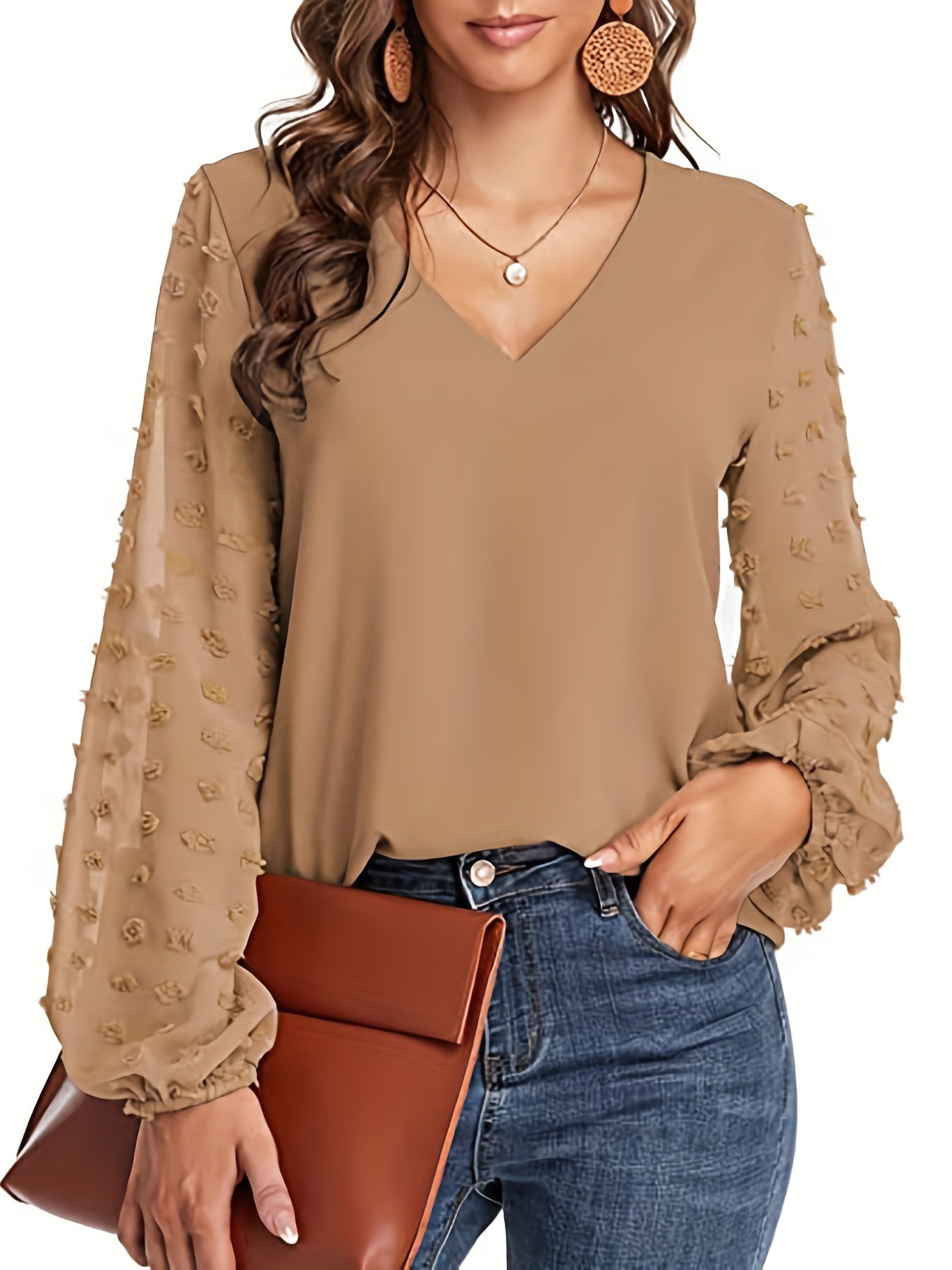 Wilma | Elegante V-hals blouse met luchtige mouwen