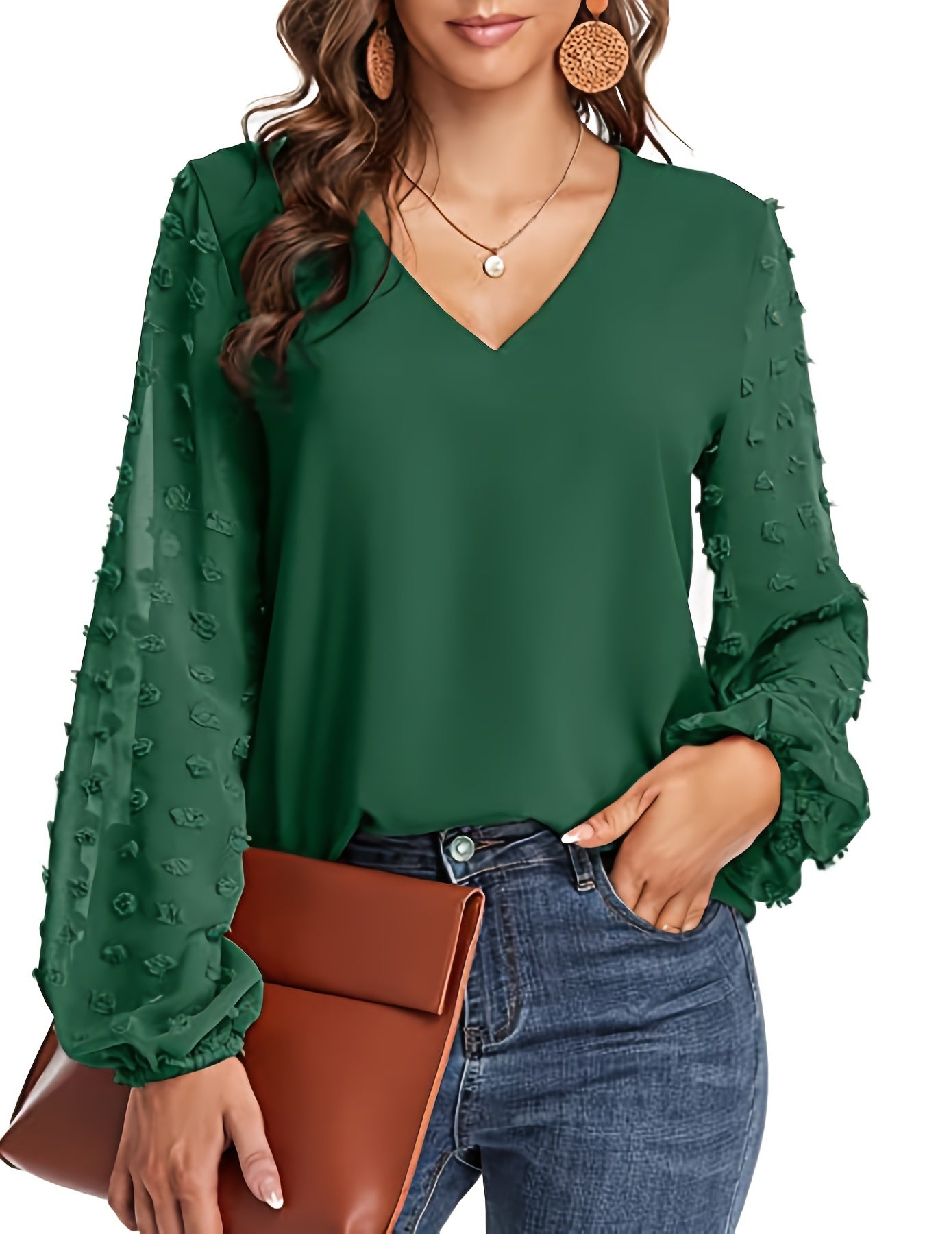 Wilma | Elegante V-hals blouse met luchtige mouwen
