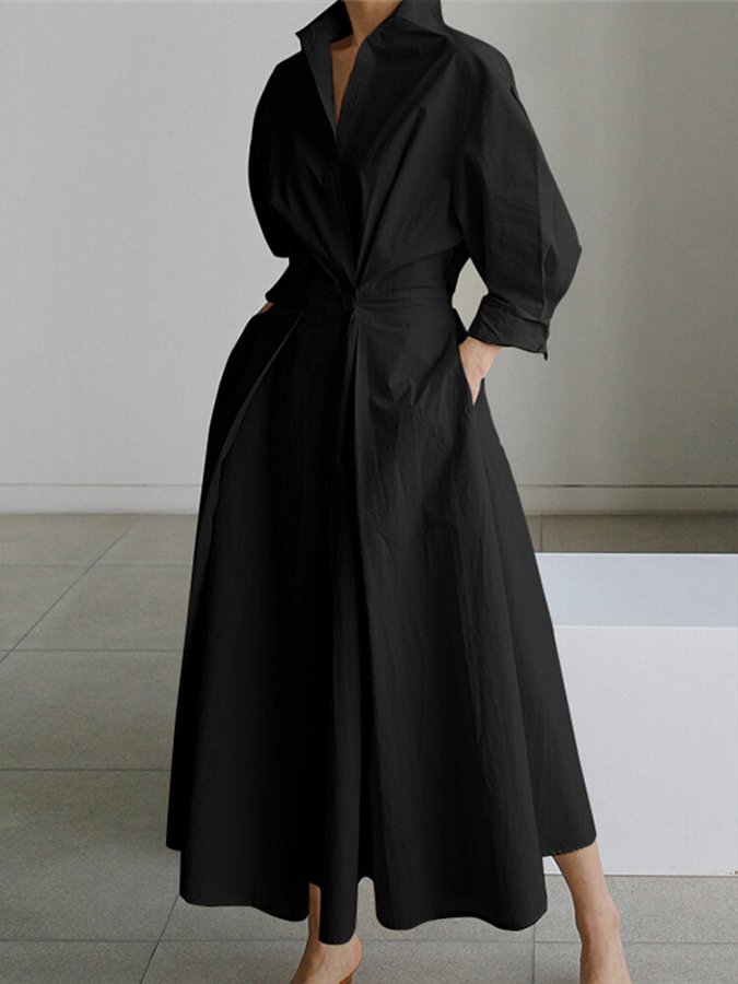 Carla | Elegante Midi Jurk met Minimalistisch Design