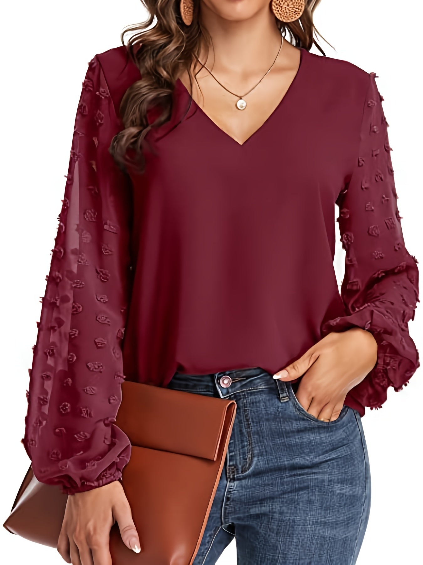 Wilma | Elegante V-hals blouse met luchtige mouwen