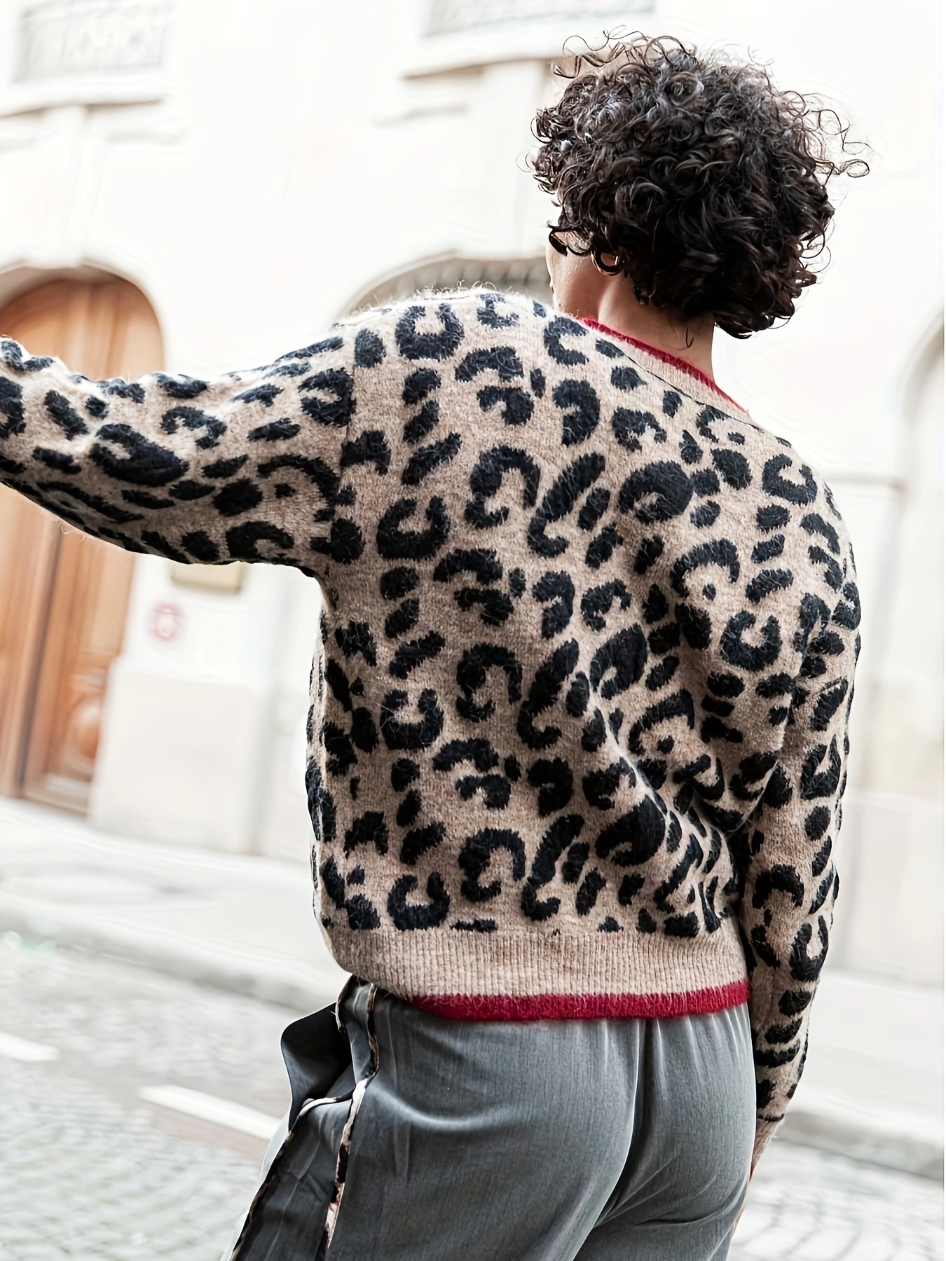Jacqueline | Gebreide Vest met Panterprint