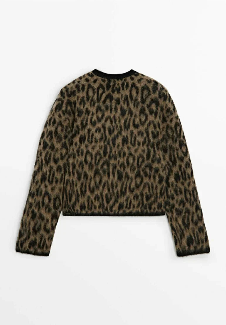 Inge | Gebreid Vest met Panterprint