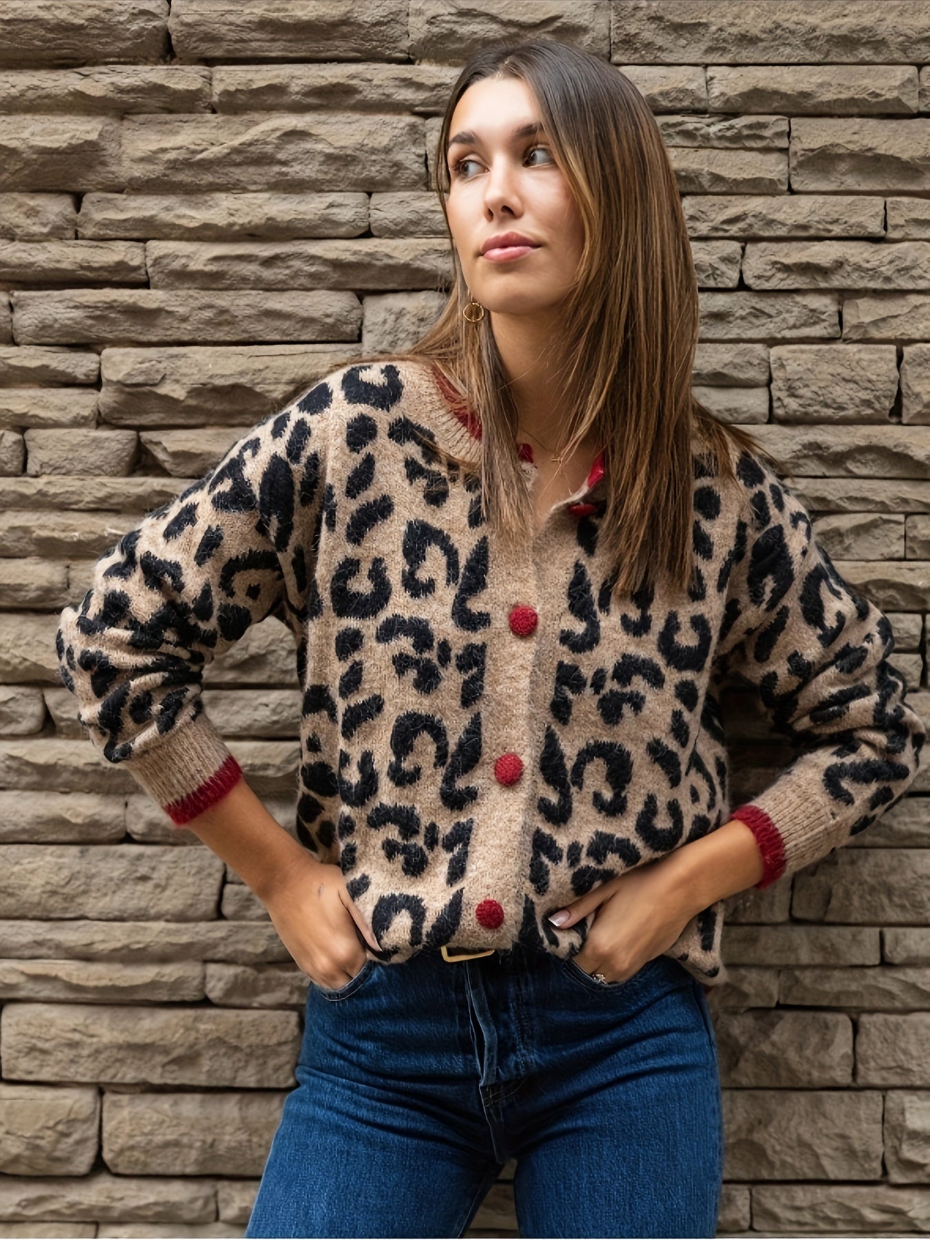 Jacqueline | Gebreide Vest met Panterprint