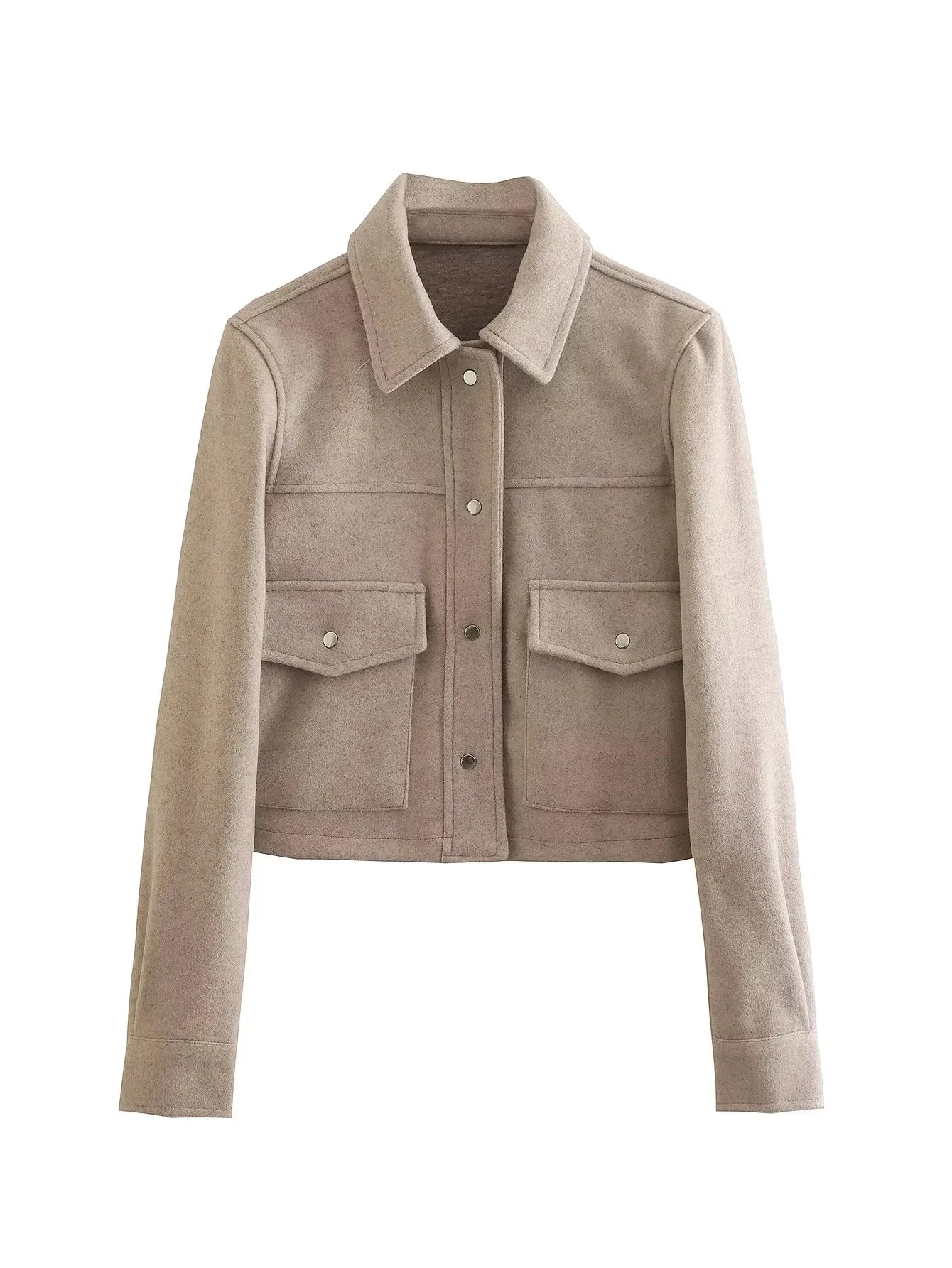 Liesbeth | Korte Wolmix Jas met Zakdetails