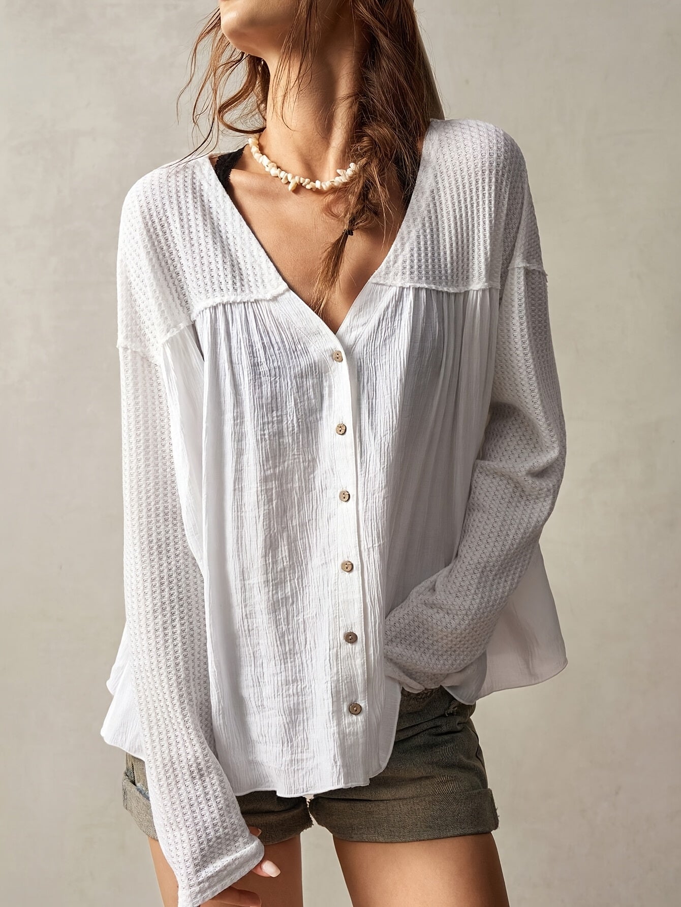 Pauline | Losvallende Blouse met Knoopsluiting