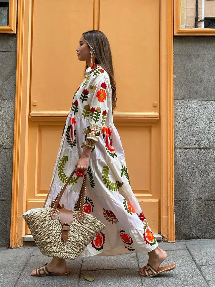 Katja | Geborduurde Maxi Jurk