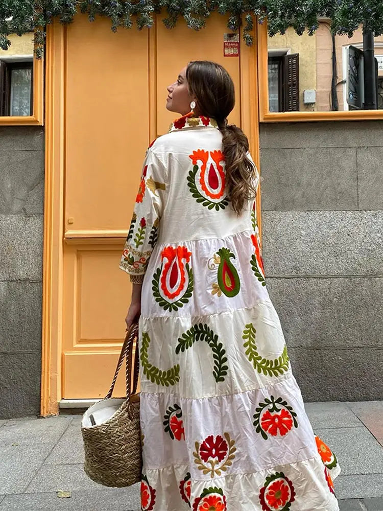 Katja | Geborduurde Maxi Jurk
