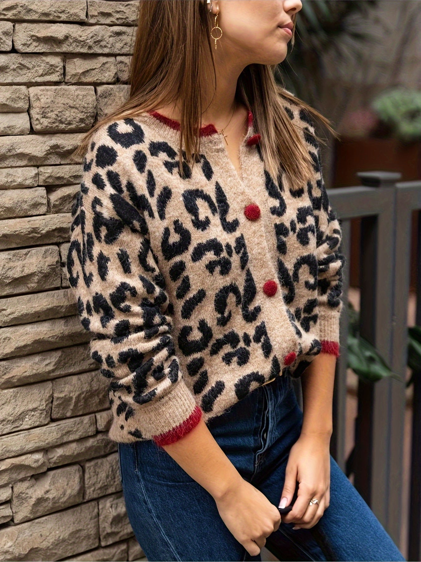 Jacqueline | Gebreide Vest met Panterprint