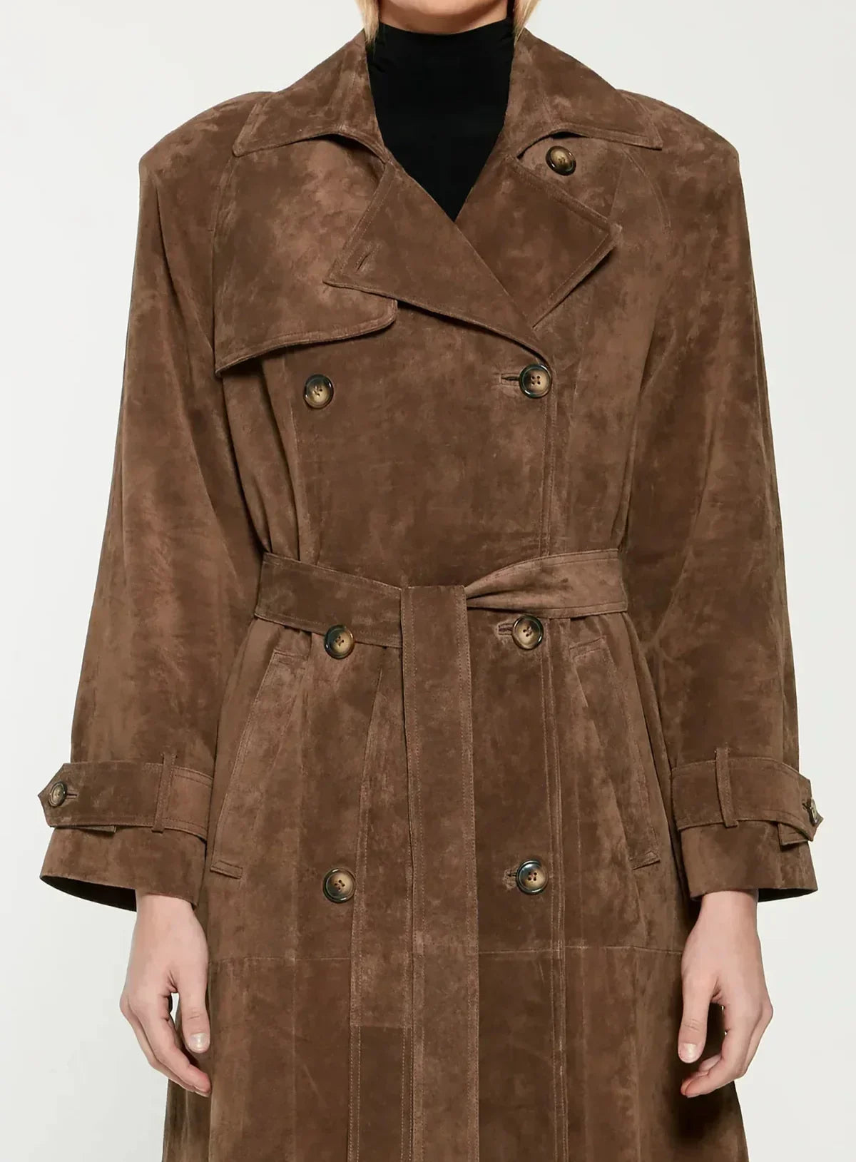 Marga | Lange Trenchcoat van Zachte Imitatiesuède