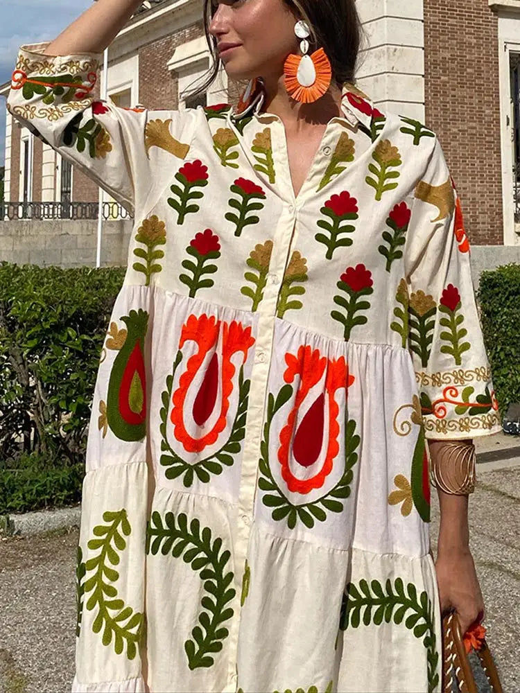 Katja | Geborduurde Maxi Jurk