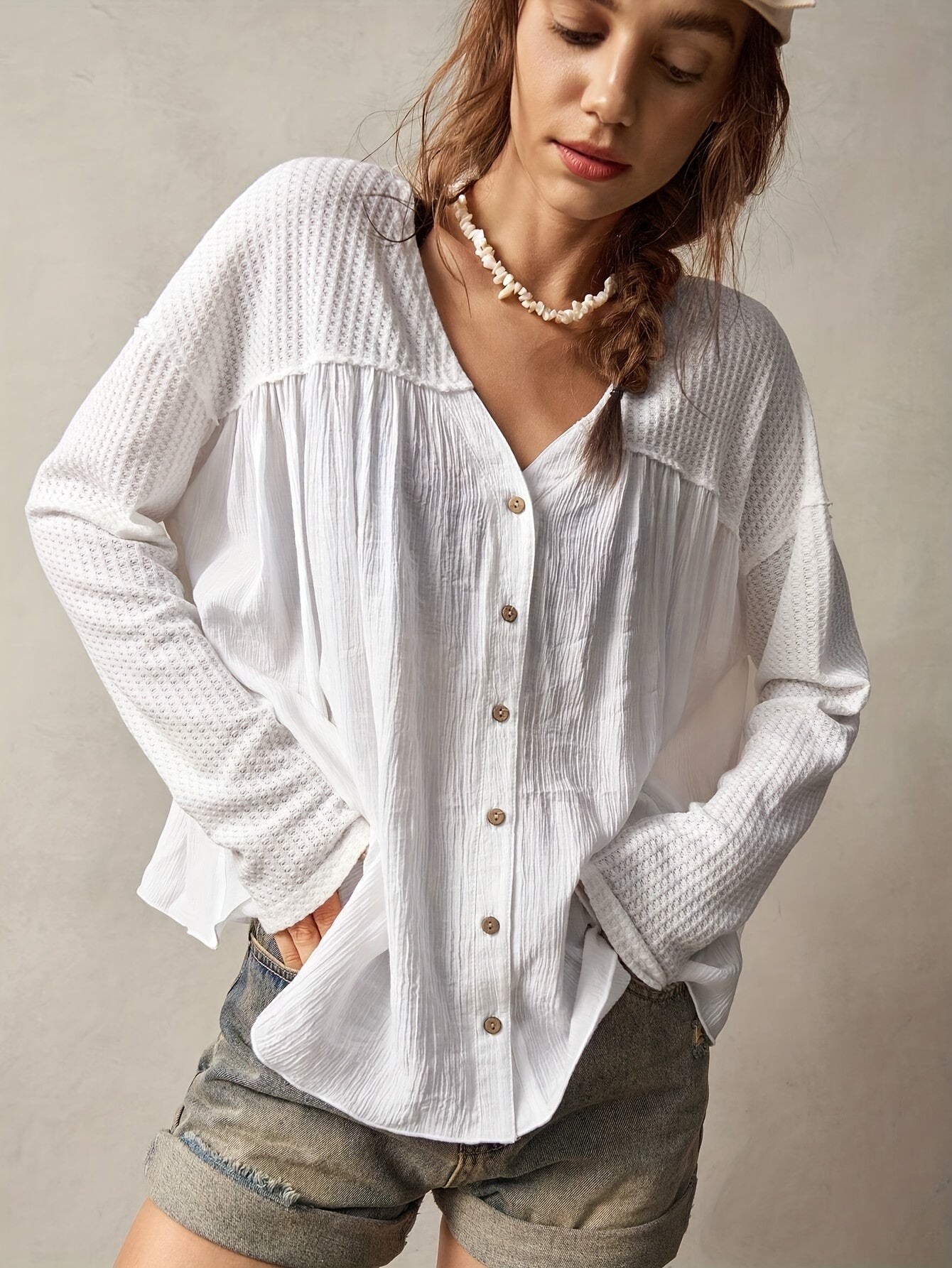 Pauline | Losvallende Blouse met Knoopsluiting