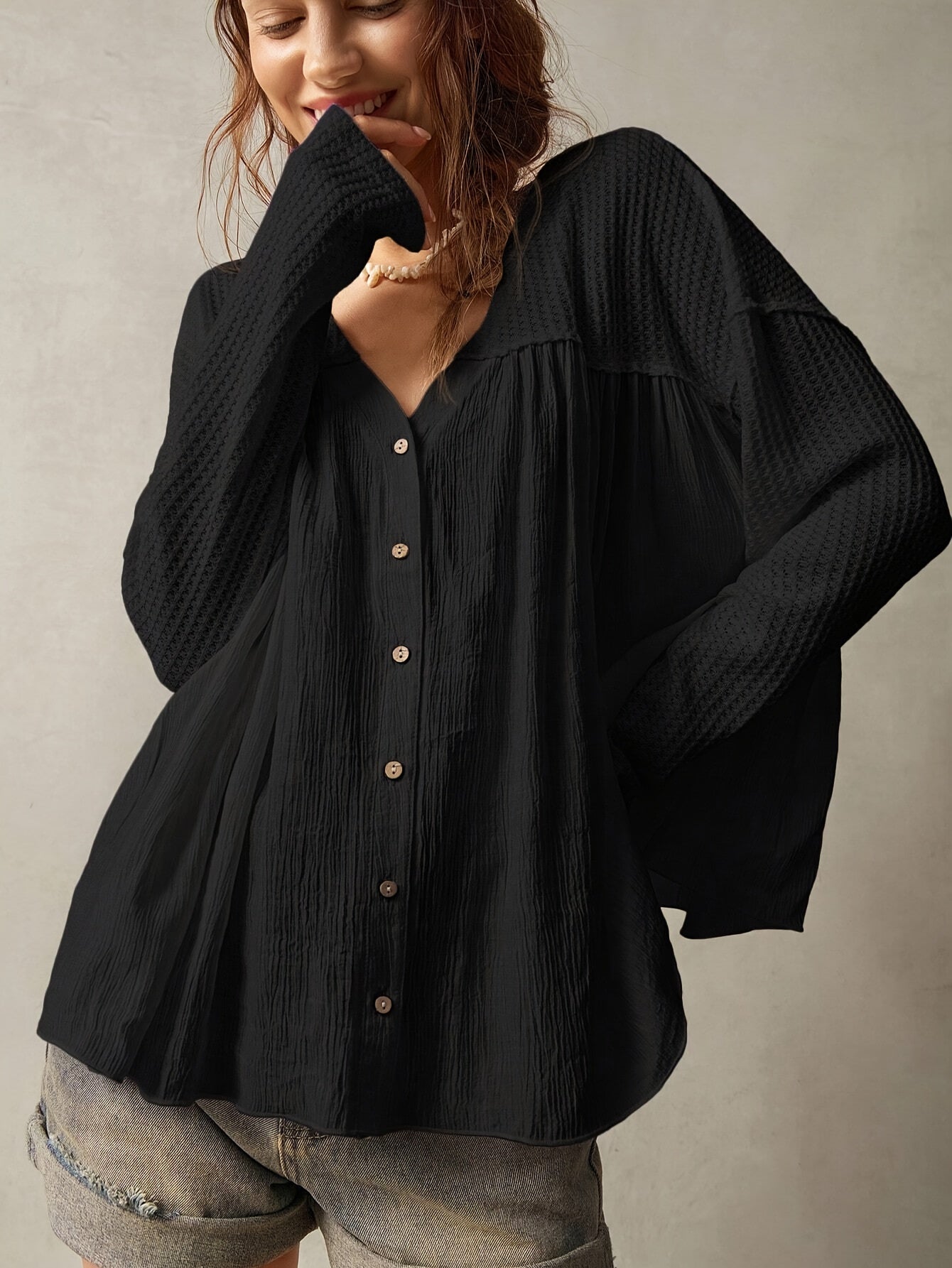 Pauline | Losvallende Blouse met Knoopsluiting