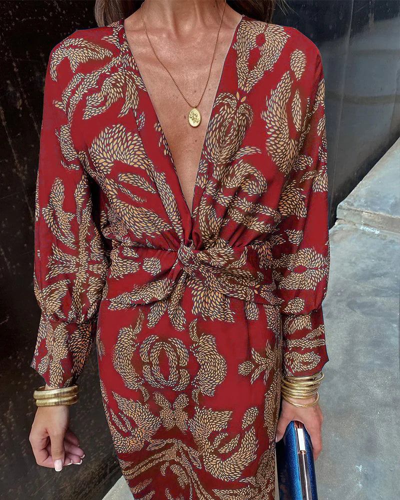 Claudia | Herfstjurk met Elegante Print