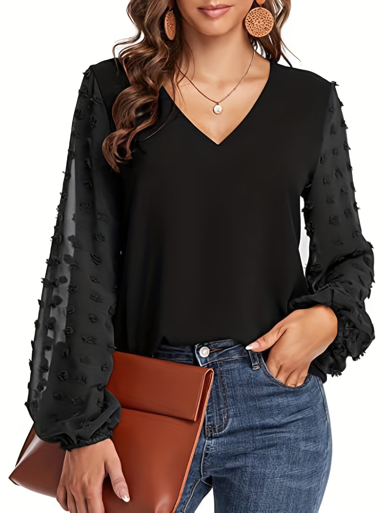 Wilma | Elegante V-hals blouse met luchtige mouwen