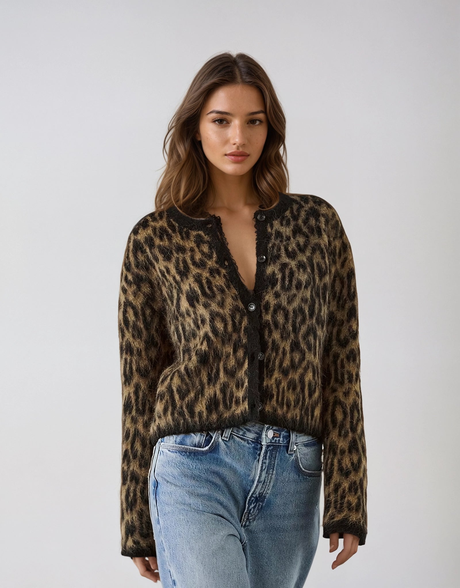 Inge | Gebreid Vest met Panterprint