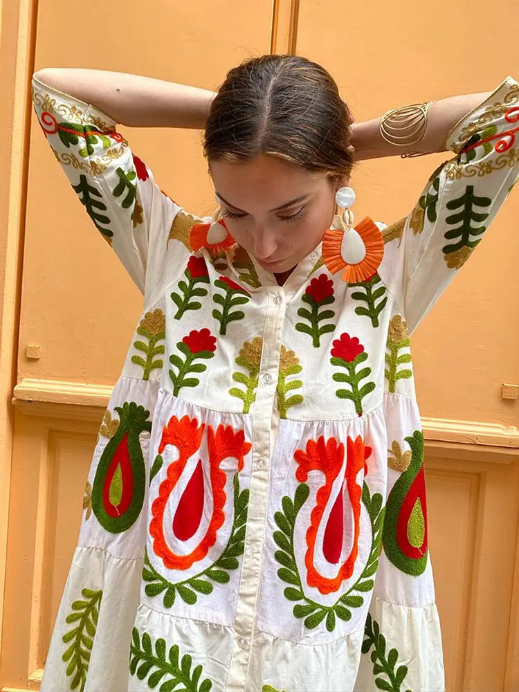 Katja | Geborduurde Maxi Jurk