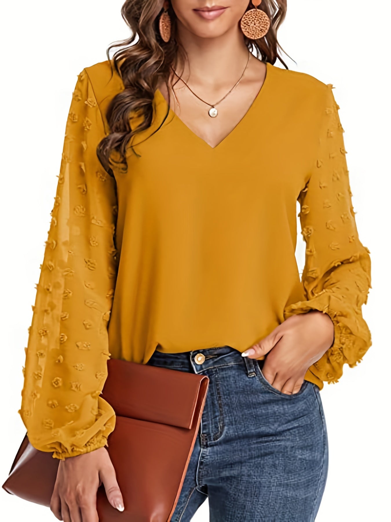 Wilma | Elegante V-hals blouse met luchtige mouwen
