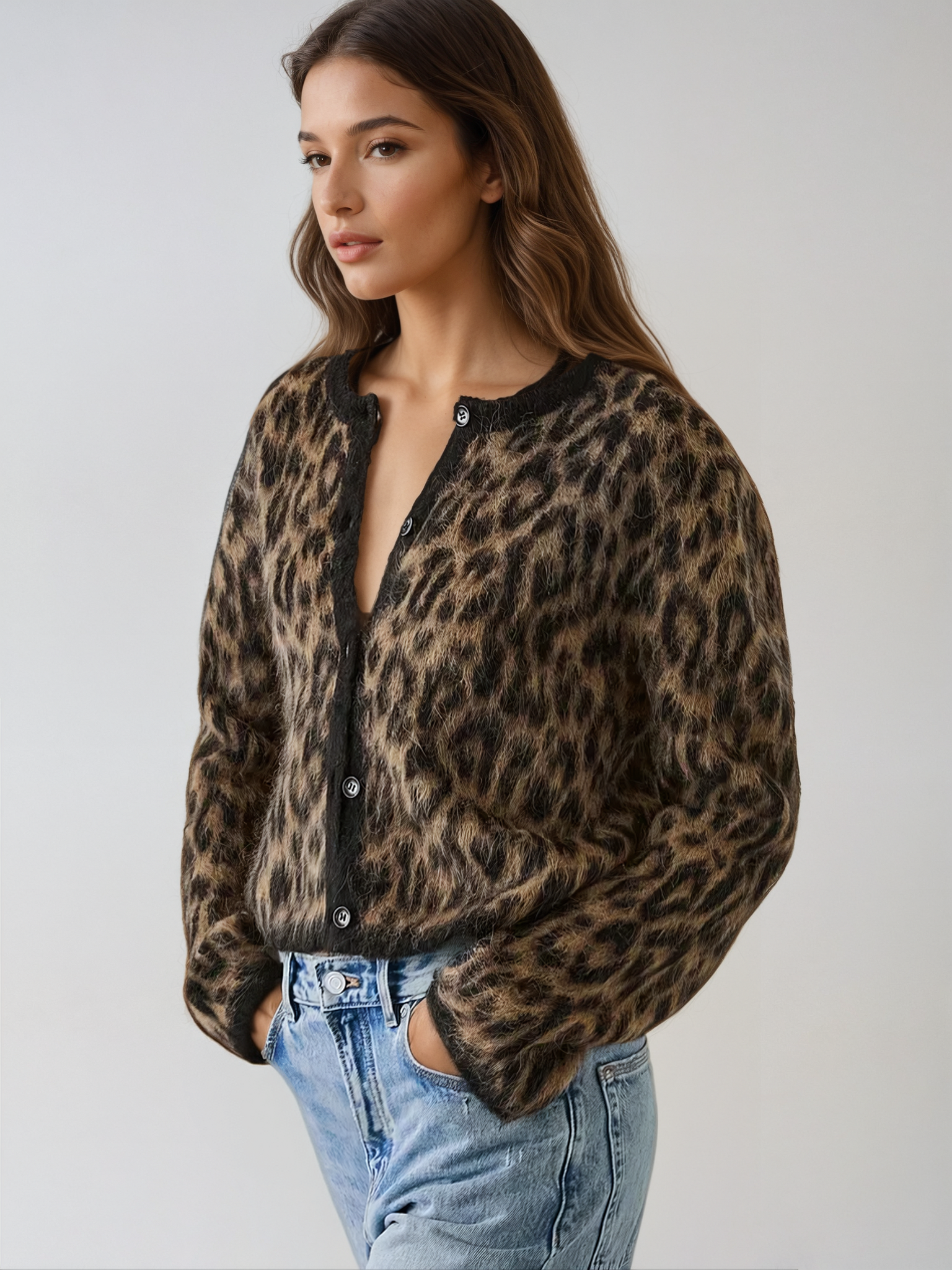 Inge | Gebreid Vest met Panterprint