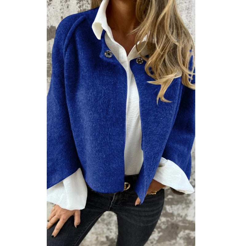Marlies | Korte Wolmix Jas met Ronde Hals